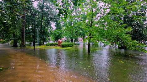 flooded park after heavy rain