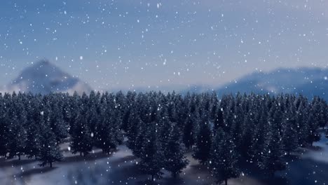 Nieve-Cayendo-Y-Abetos