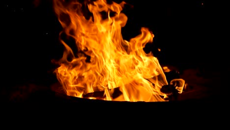 raging campfire flames slow motion - 180fps night time bonfire