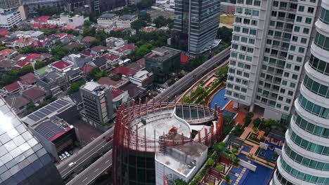 Vista-Aérea-Del-Centro-Comercial-De-La-Ciudad-De-Kuningan---Destino-De-Compras-En-Yakarta,-Indonesia