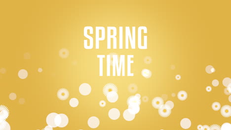 spring time with flying white flowers on yellow gradient