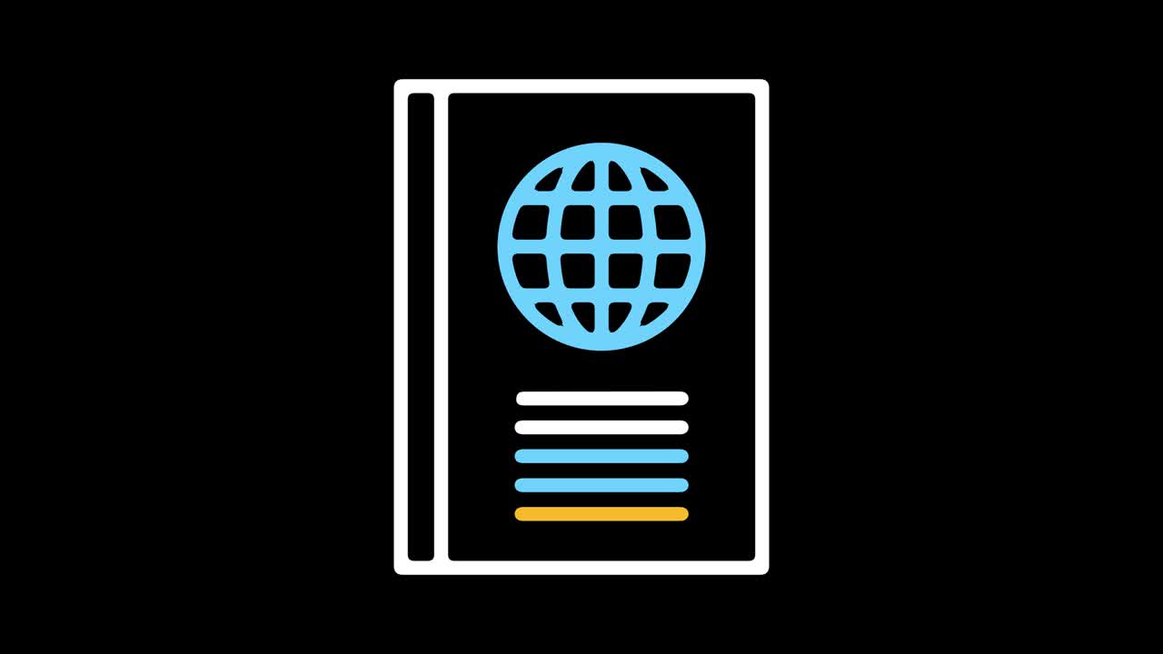 animación del icono de la línea de renovación del pasaporte con alfa