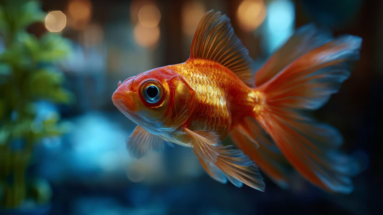 Peixe-dourado vibrante e cativante como personagem principal de uma cena aquática tranquila, exibindo sua beleza e graça em um ambiente subaquático