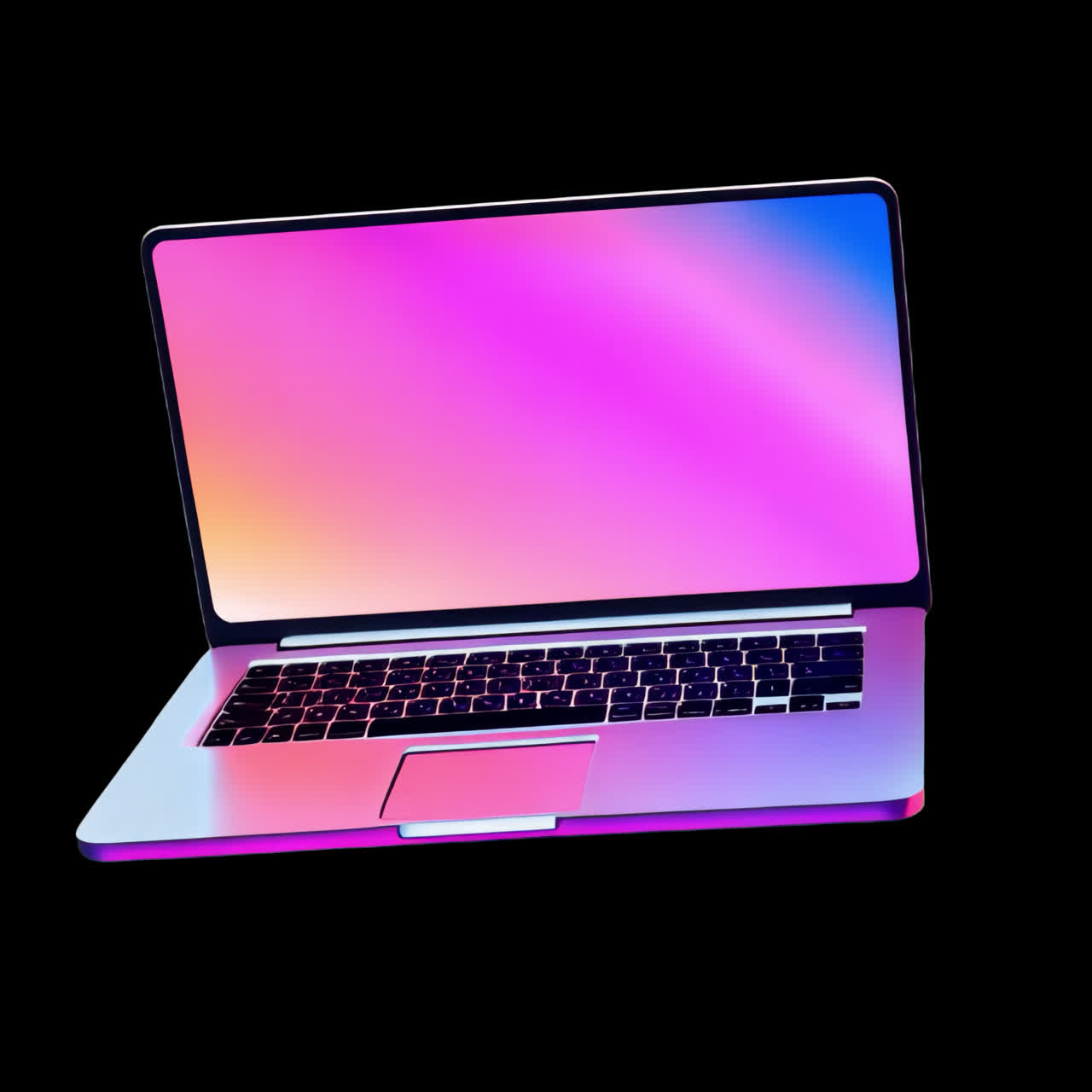 Aesthetic laptop 3d design animation isolated asset, transparent 4K video, alpha channel, ProRes