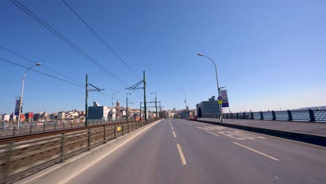 galata bridge from istanbul turkiye at pandemic curfew covid 19.