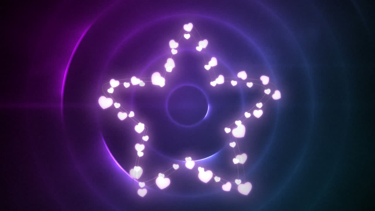 Glowing star of fairy lights on purple background
