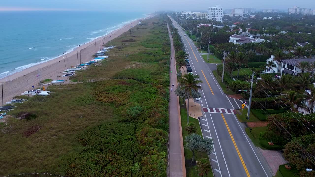 Florida's number 1 ranked Blue Flag Delray Beach on a foggy morning along A1A - Jimmy Buffet Memorial Highway.