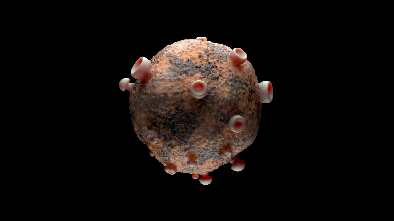rappresentazione digitale di cellule e spore virali microscopiche isolate con matte del canale alfa incluso