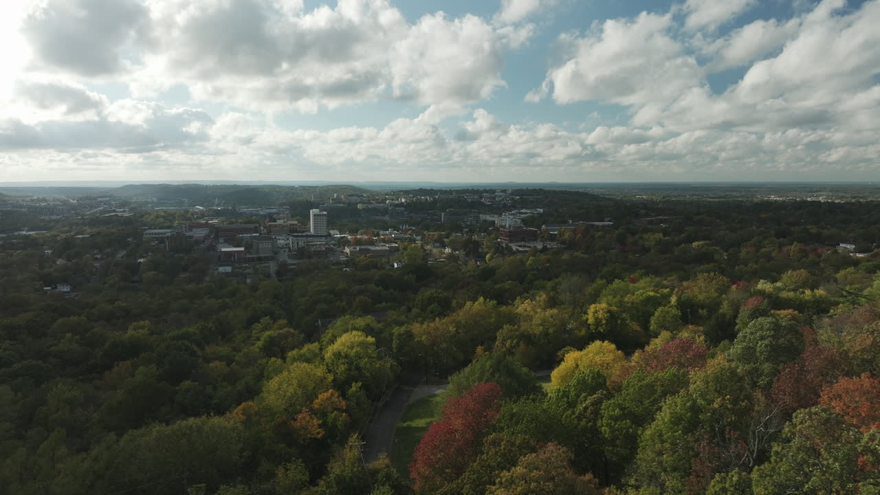 Overlooking Fayetteville Cityscape Near Forest Park Of Mount Sequoyah, Arkansas, USA