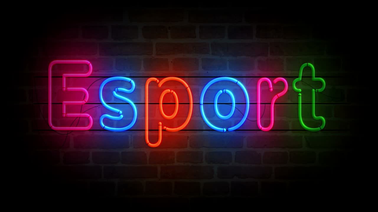 esport de neón en el bucle de la pared de ladrillo