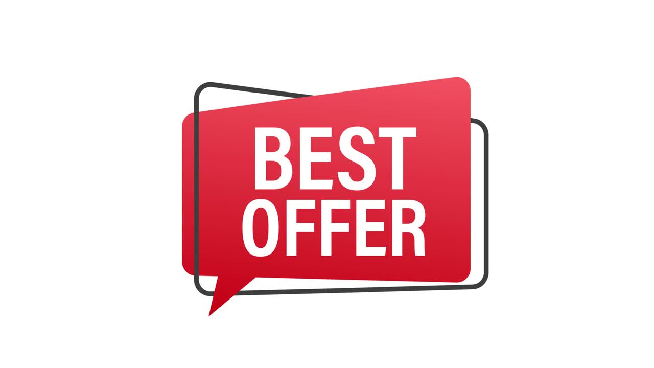 Best Offer grunge style red colored. Discount label. Motion graphics.