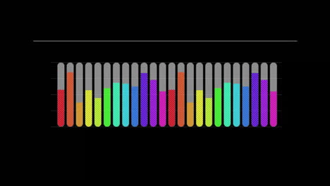 animación de las estadísticas y el procesamiento de datos digitales sobre un fondo negro
