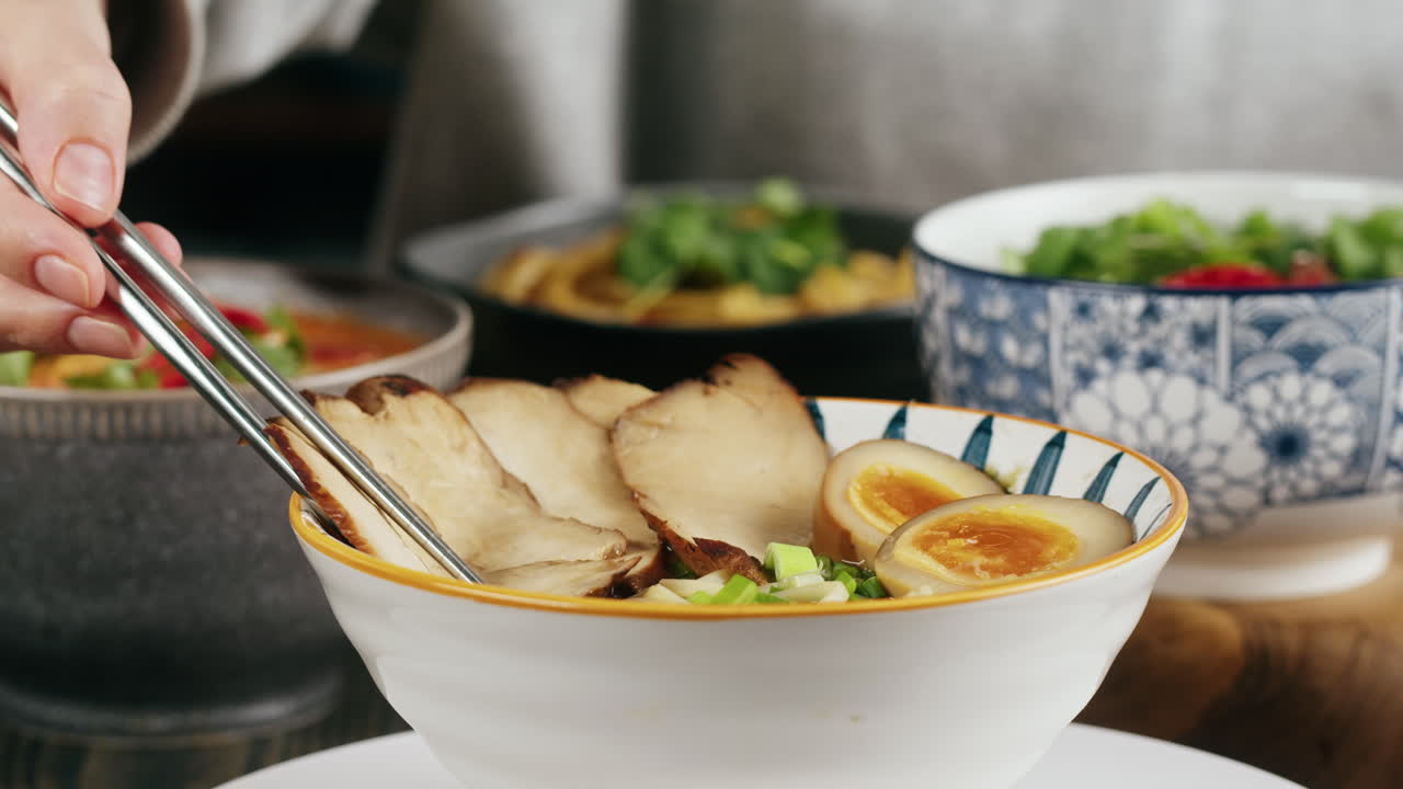 Ramen bowl with pork and eggs