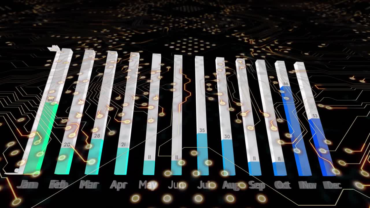 검은색 배경 위의 데이터 처리 애니메이션