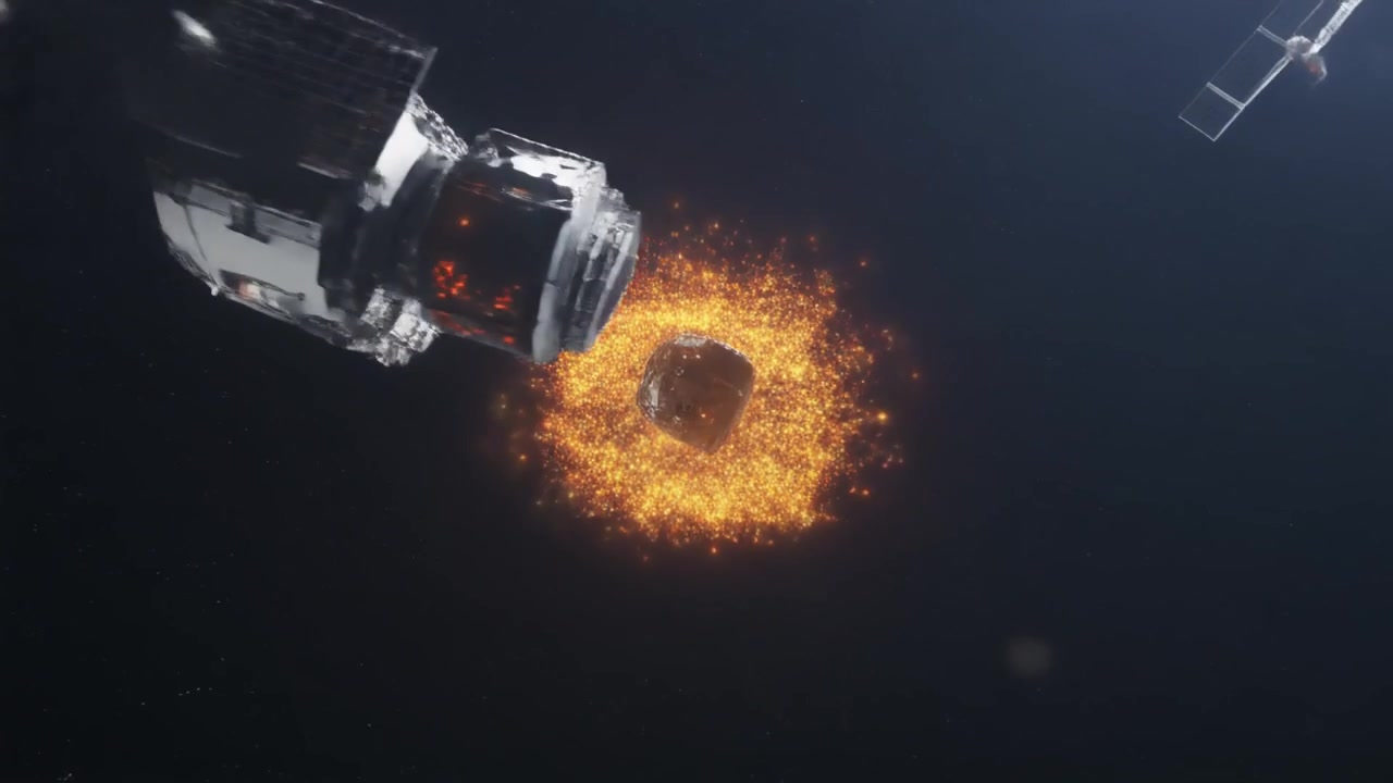 Space Station Module Separating and Exploding in Orbit