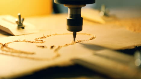 wood cut machine moves above working table. industrial wood cut machine moves above working table and drills
