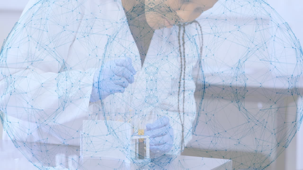 실험실에서 여성 아프리카계 미국인 과학자에 대한 연결 네트워크의 애니메이션