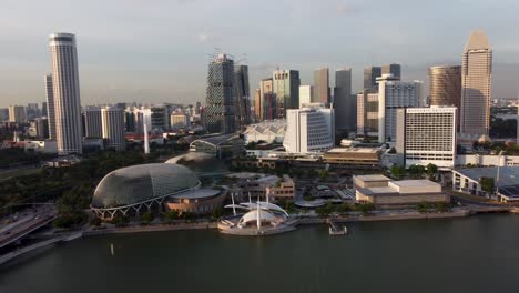 singapore city skyline sunset droneshot