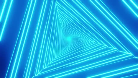 triangular tunnel spinning in loop. blue color 4k render