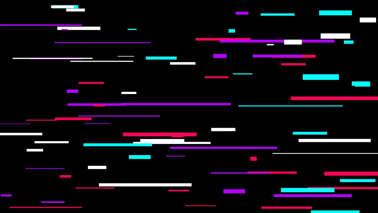 Digitaler Glitch-Effekt mit bewegten horizontalen Linien auf schwarzem Hintergrund