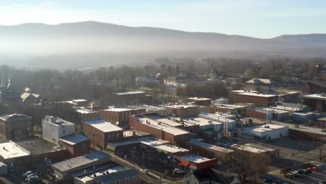 downtown wyethville, virginia with fog