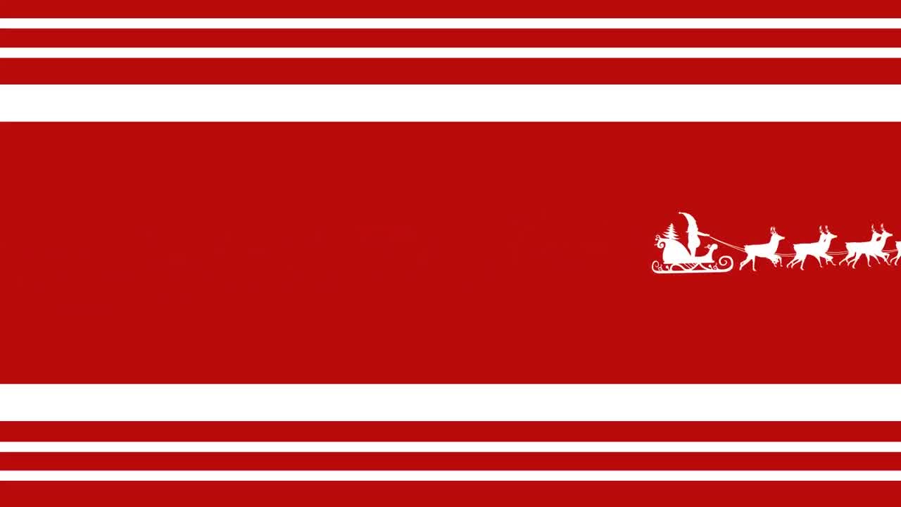 애니메이션 산타클로스가 빨간 줄무 ⁇  크리스마스 배경에 움직이는 사 ⁇ 과 함께  ⁇ 매를 타고