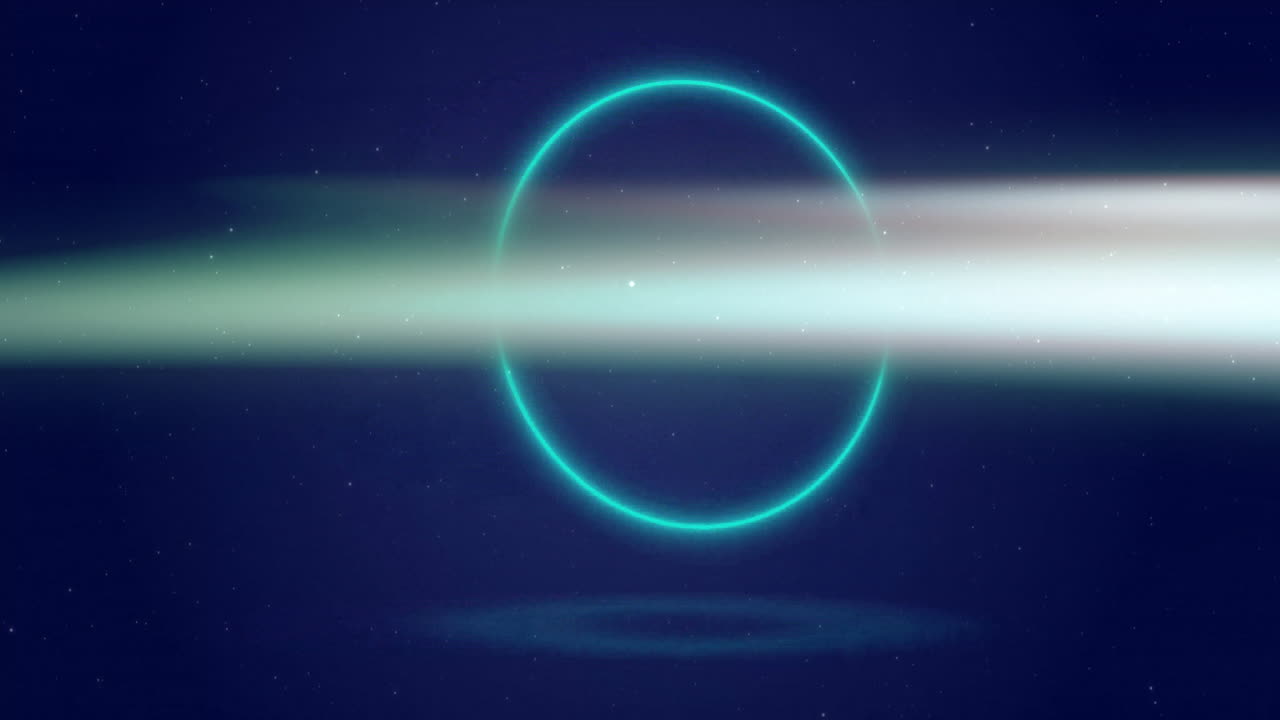 Neon spiral animation with glowing lines over dark starry background