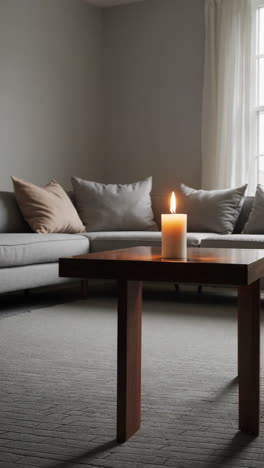 cozy living room with candlelight
