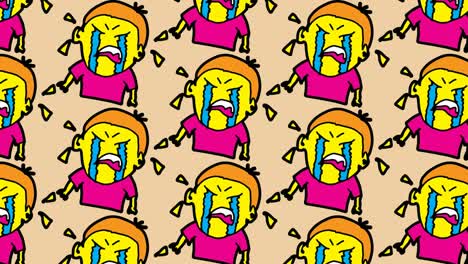 kids drawing pop art seamless background with theme of child crying