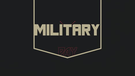 animation text military day on military background with stamps and star