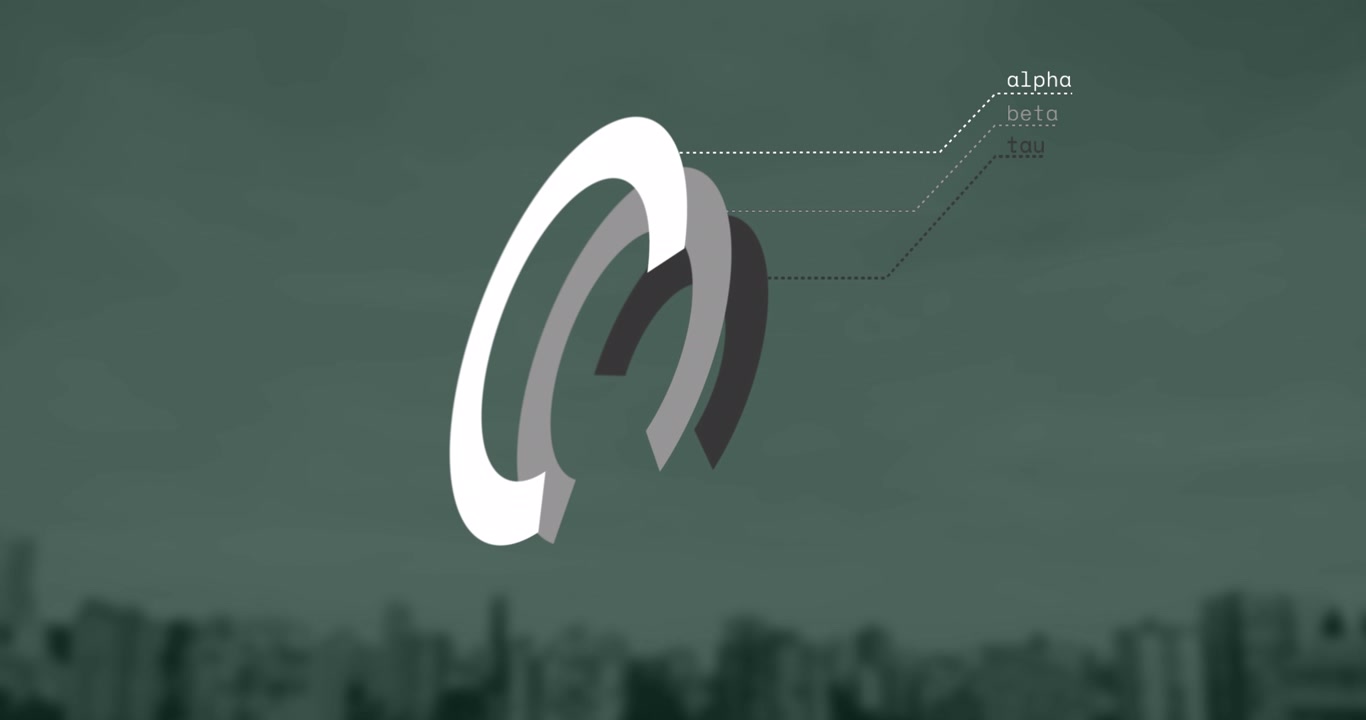 Animated Abstract Graphic with Alpha Beta Tau Labels