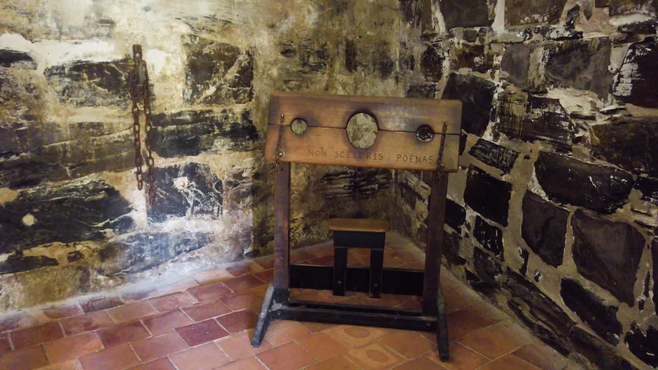 Old Guillotine In A Chamber - close up