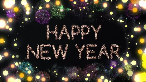 Animation-of-happy-new-year-text-and-flickering-fairy-lights-on-black-background