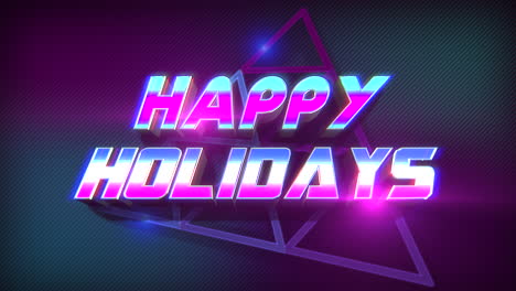 Happy-Holidays-with-neon-retro-triangles-and-grid-in-80s-style