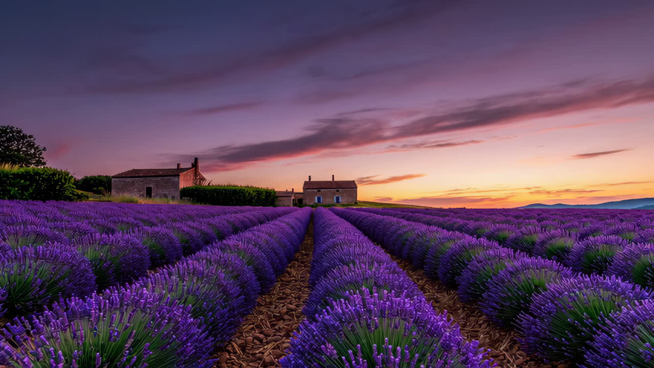 Lavender Field at Sunset in Provence