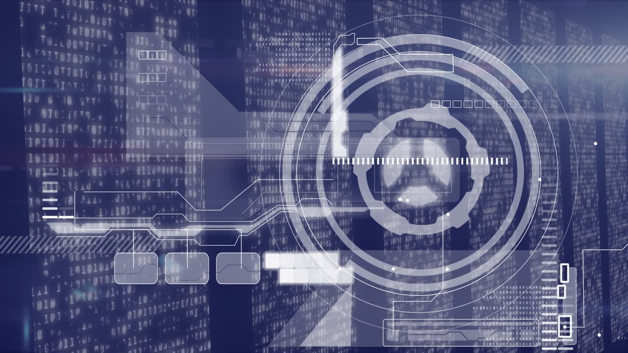 animación del escaneo del alcance y el procesamiento de datos en una placa de circuitos informáticos