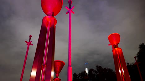 Lapso-De-Tiempo-De-Las-Campanas-De-La-Federación,-Campana-De-Música-De-Arte-Público-De-Melbourne-En-La-Ciudad-De-Melbourne