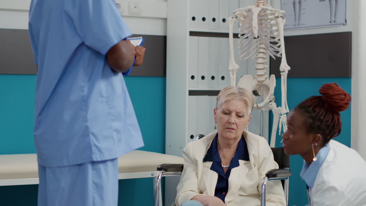 Elderly Patient Receiving Medical Examination in Clinic