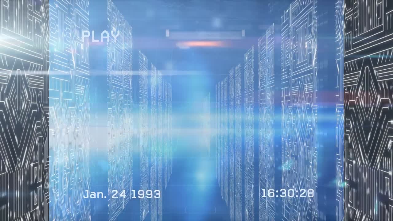 컴퓨터 회로판과 함께 기둥 위의 간섭의 애니메이션