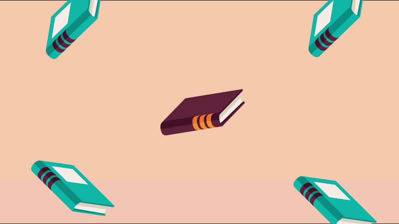 text books set library pattern animation