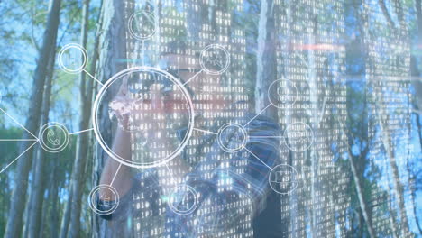 animación del globo y procesamiento de datos sobre el hombre caucásico usando una cámara