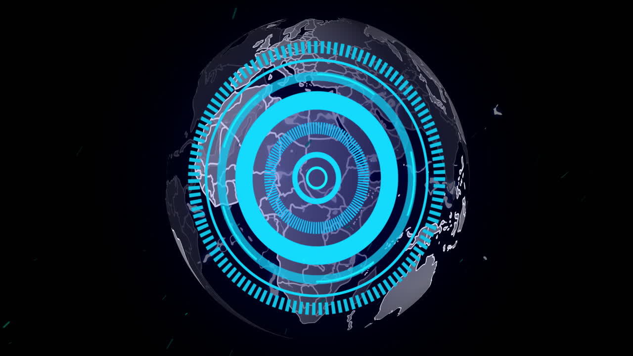animación del procesamiento de datos digitales en el mundo sobre un fondo negro