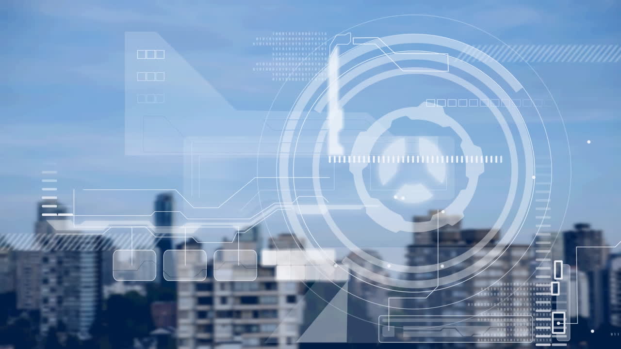 도시 금융 지구에 대한 다양한 데이터의 애니메이션