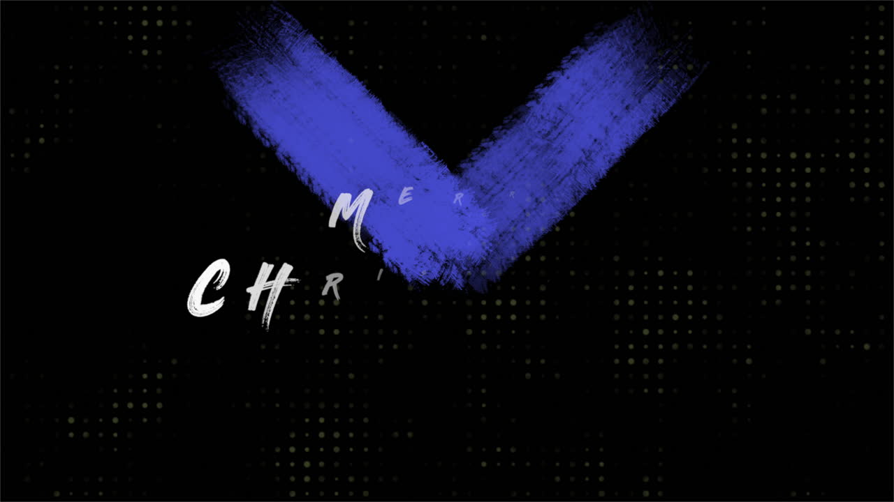 Merry Christmas with blue brush on black background