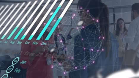 animación del procesamiento de datos sobre diversas personas de negocios hablando