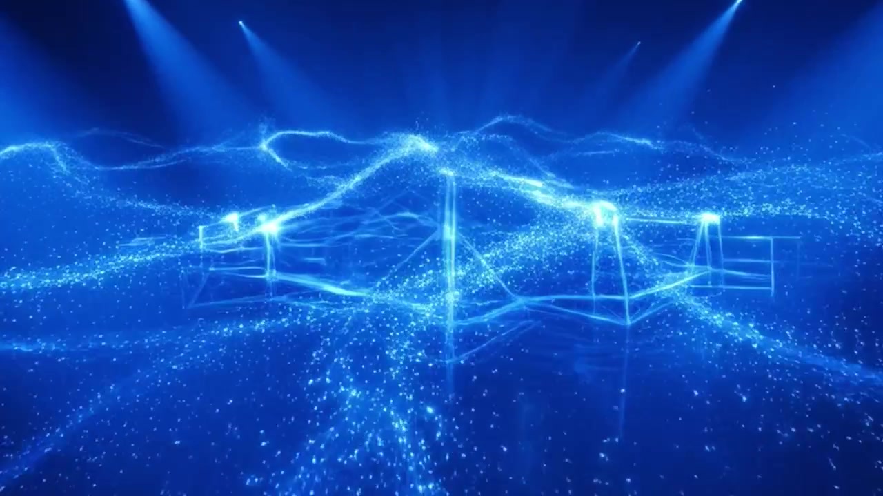 Abstract Digital Network Connection with Glowing Blue Particles