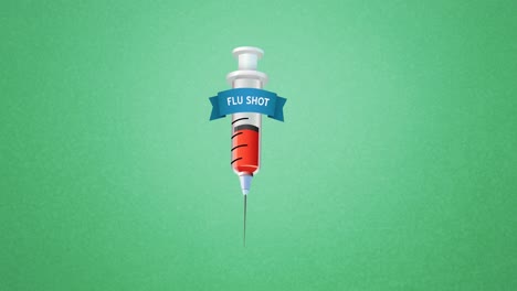 animación del texto de la vacuna contra la gripe en fondo verde