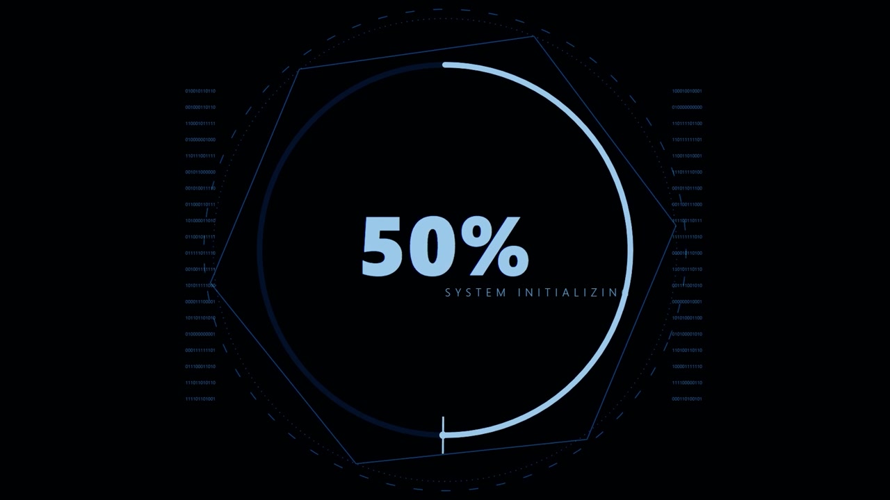 Digital Loading Progress Bar with System Initializing Text