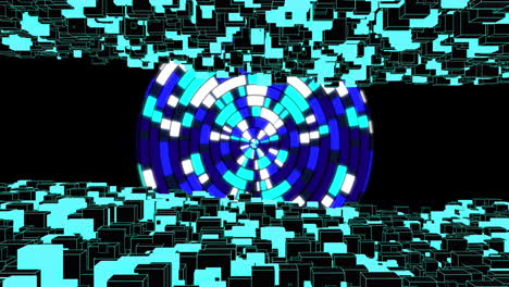animación del escaneo del alcance y la red de conexiones sobre fondo negro