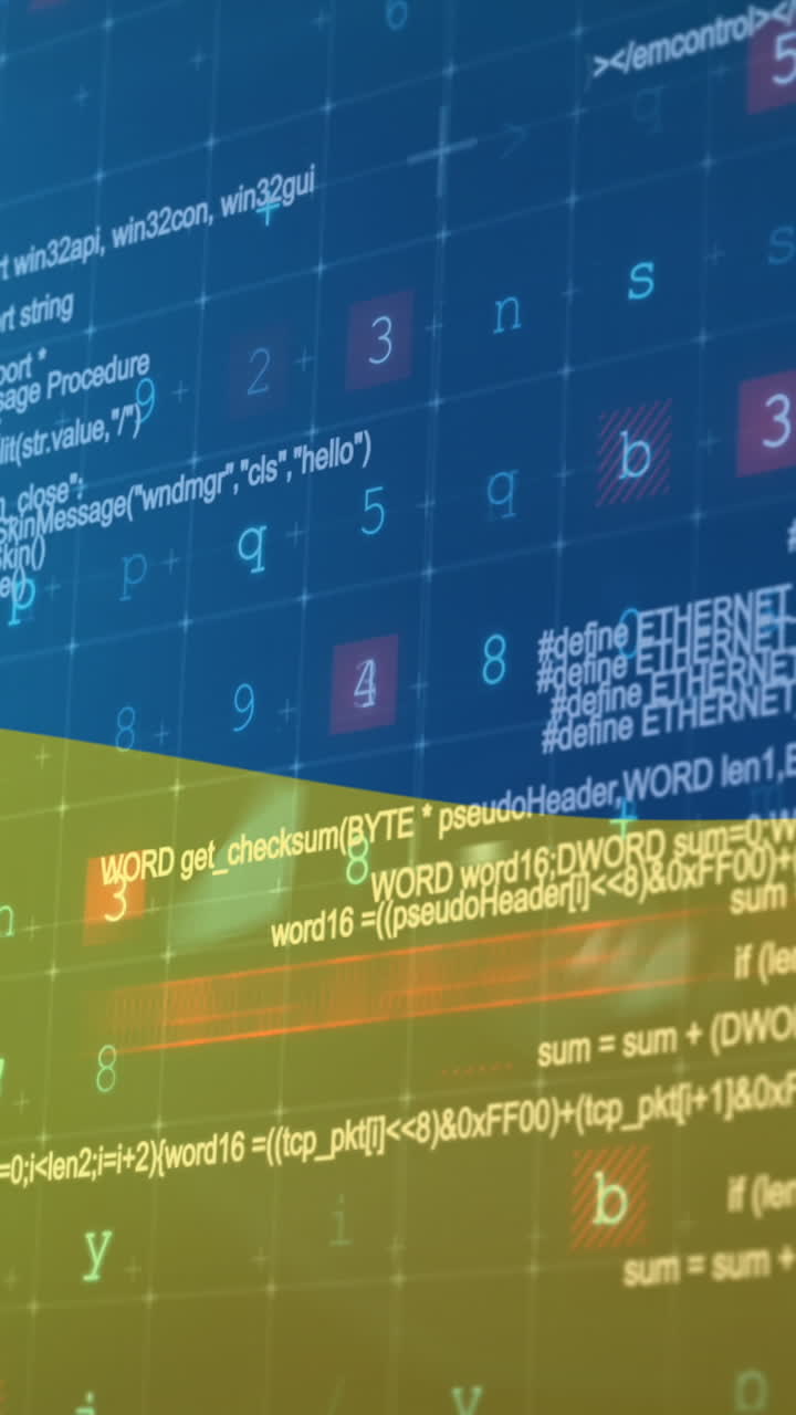 Animation of malware and data processing over flag of ukraine